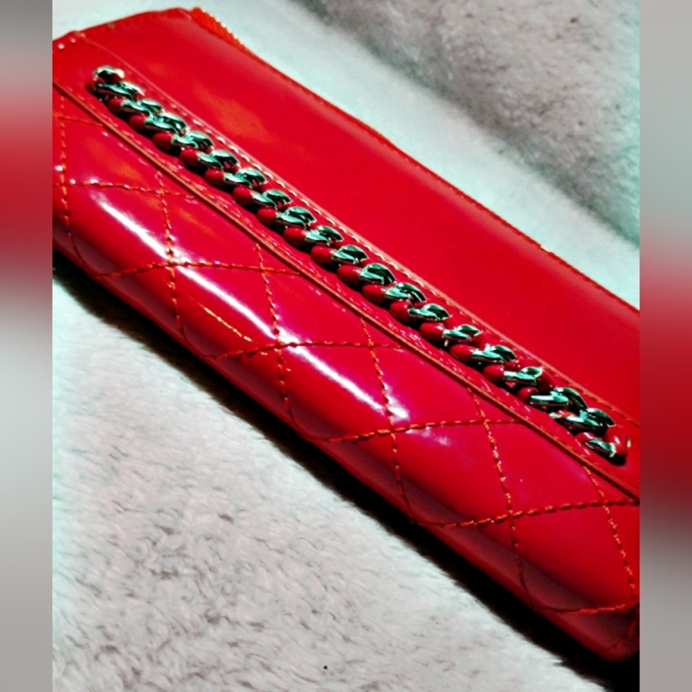 L.V. Kiki Red Leather Clutch/Wallet